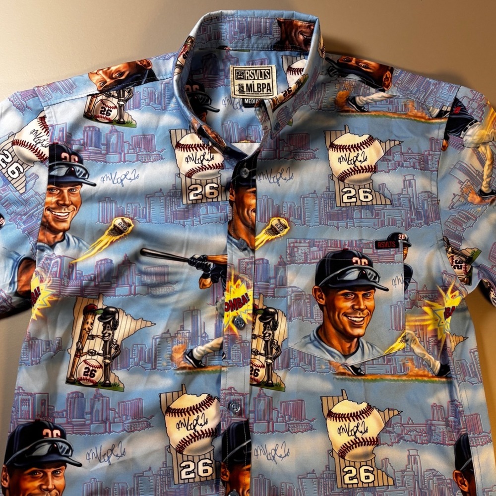 RSVLTS Kunuflex Minnesota‎ Twins MLB Button Up Shirt Mens Medium #26 AOP